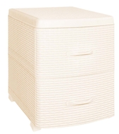 Комод-тумба пластик слоновая кость 2 секции Ротанг /035526/