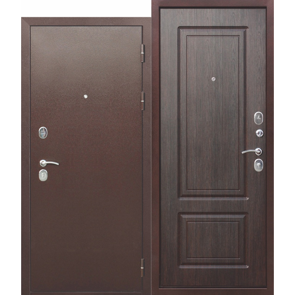 Дверной блок метал 9 Толстяк-1 205*86 0,8мм левая темн кипарис 2 замка