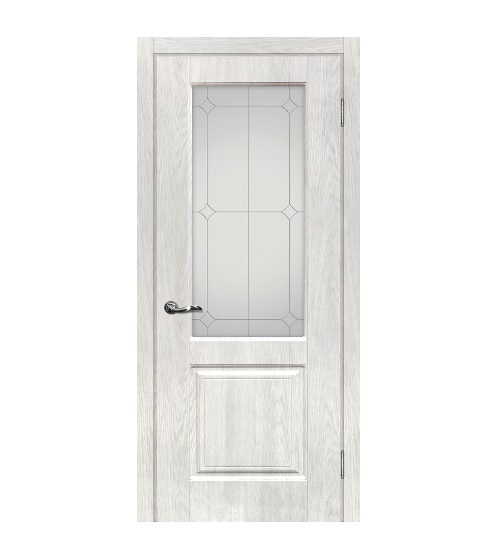 Дверное полотно экошпон Версаль 1 дуб жемчужный ДО 200*60 белое стекло