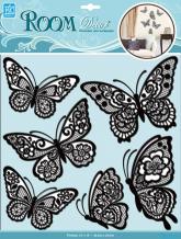 Наклейки для декора 1401 мерцающие бабочки черные