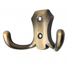 Крючок №16/827В 2-х рожковый 47х75 бронза