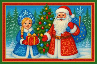 Ковер 0,4*0,6 642РА-41 Дед Мороз со Снегурочкой