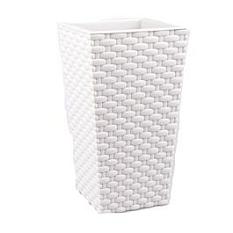 Кашпо пластик напольное Ротанг d-220*220*410мм белый /М6857/