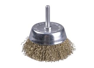 Щетка для дрели чашечная витая латунированная стальная проволока 0,3мм 75мм 3525-075