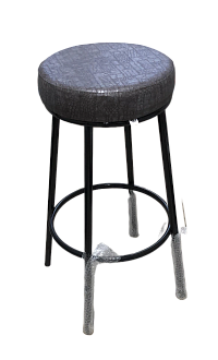 Стул-табурет Пуф барный Альфа серый крокодил с каркасом светлый мусс