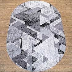 Ковер Лайла де Люкс 1*2 15780_10743 сер ОВАЛ /Абстр/