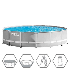 Бассейн Intex 457*122см V 16805л металл каркас с фильтр насосом, лест, тент, подстил 26726