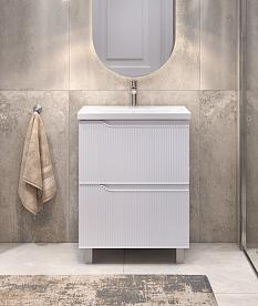 Тумба с умывальником Нео белая хром ножки 60*38,5*85 //д