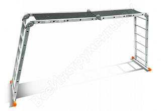 Лестница алюминиевая трансформер Простор 2 секции 5 ступеней+2 секции 6 ступеней высота 7,11м