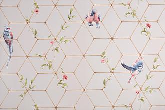 Обои Палитра ТС виниловые на флизелине горячего тиснения 1,06*10м 72063-25 Топ с птицами из бархата /8/ 