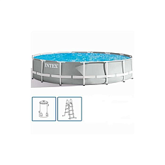 Бассейн Intex 366*122см V 10685л металл каркас с фильтр насосом, лестница 26718