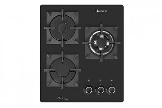 Варочная панель газовая ПВГ 2100-01 К33 черная 3 горелки ш45г52,5в10 электророзжиг чугунные решетки газконтроль /Гефест/