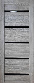 Дверное полотно экошпон 22 цвет дуб серый ДО 200*60 черное стекло