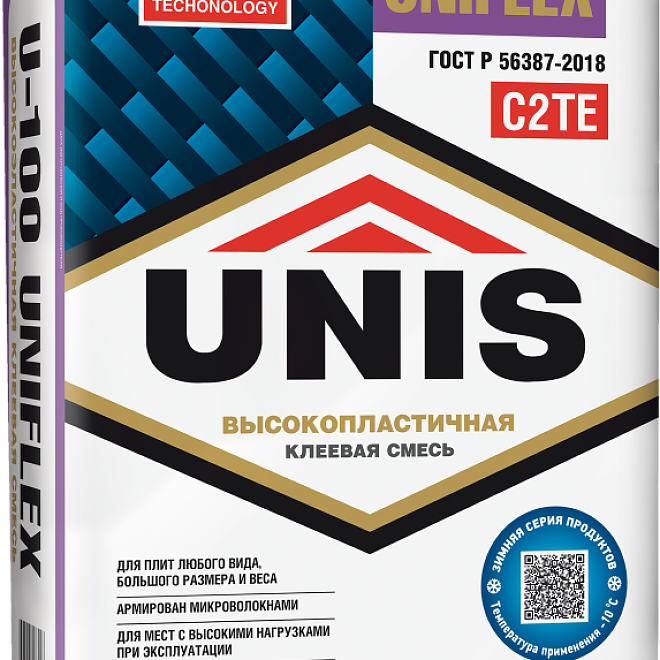 Клей для керамической плитки Юнис Uniflex U-100 эластичный 5кг /144/