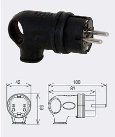 Вилка каучук угловая переносная евро 16А IP44 SQ0612-0032/32749