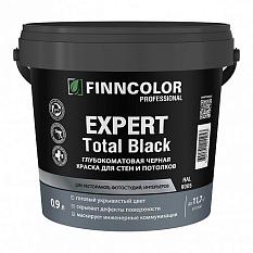 Краска в/д интерьерная для стен и потолков&nbsp;&nbsp;0,9кг finncolor expert total black черная глубокоматовая