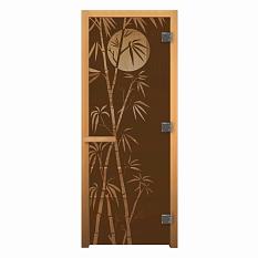 Дверь для бани стекло Бамбук 1900*700мм с коробкой правая