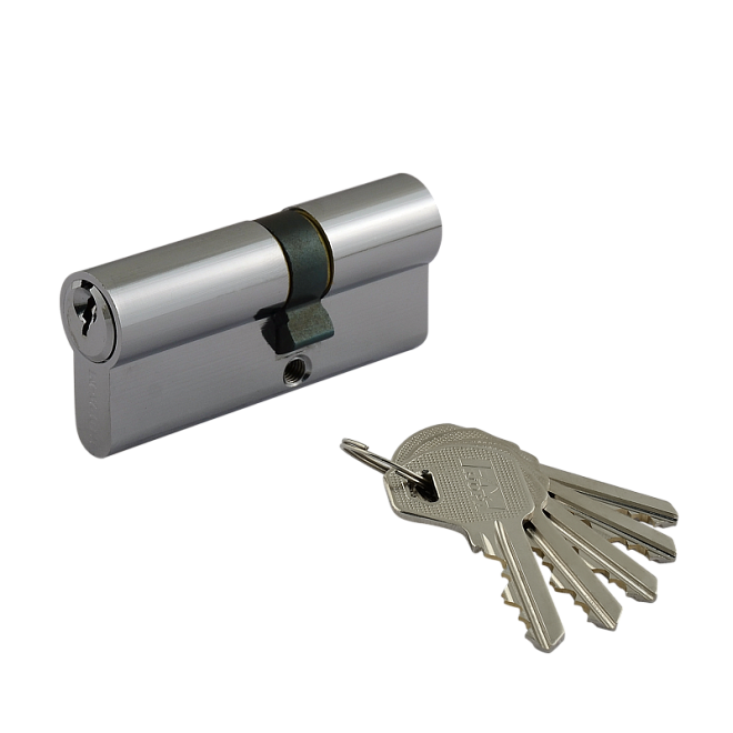 Личинка для замков ЛУ-70мм 40*30 хром ключ-ключ усил  5 ключей 12675