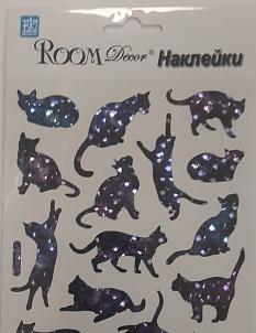 Наклейки для декора 6859 кошки космические.