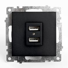 Stekker Катрин черная розетка 2сп зарядное устройство usb GLS10-7115-05 39616
