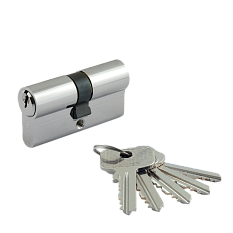 Личинка для замков GN 60/ZЛ-60мм ЭКО 30*30 хром ключ-ключ 5 ключей