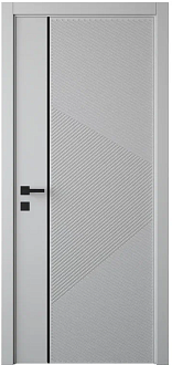 Дверное полотно экошпон Лайн 2 шагрень белая ДГ 200*80 черн молдинг глухое