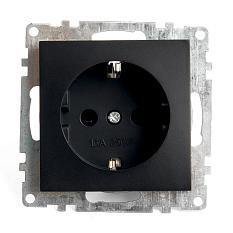 Stekker Катрин черная розетка 1сп евро с защ шторками GLS16-7110-05 39610