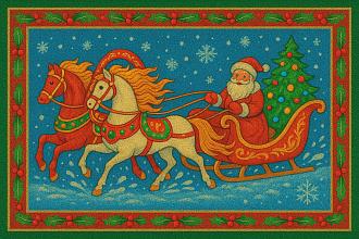 Ковер 0,4*0,6 645РА-41 Дед Мороз на санях Новый год 2026