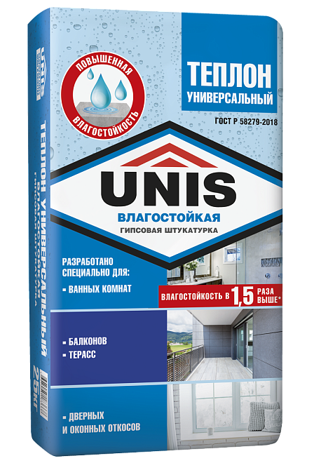 Штукатурка Юнис Теплон гипсовая влагост 25кг /48/ //д