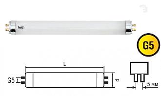 Лампа люминисцентная 220v  6w G5 Т5 6400K 03040