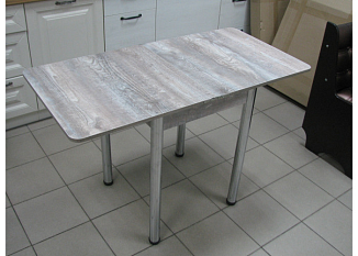 Стол кухонный Компакт расклад ш600(1200)*г750*в600 лдсп бетон пайн темн опора прямая хром