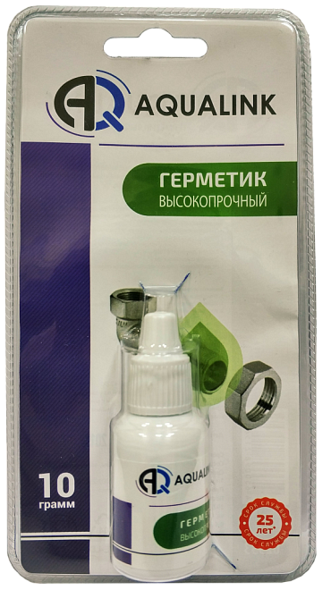 Гель-герметик зеленый (соед до 2") 10гр Высокопрочный Aqualink /60/