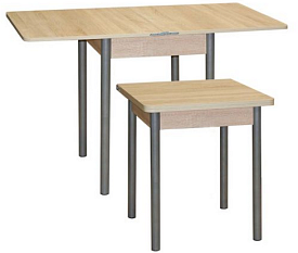 Стол кухонный Компакт расклад ш600(1200)*г750*в600 лдсп бетон пайн темный опора №2 черн муар