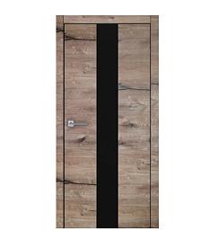 Дверное полотно экошпон Глория канадский дуб пацифик ДГО 200*70 вертик черное стекло