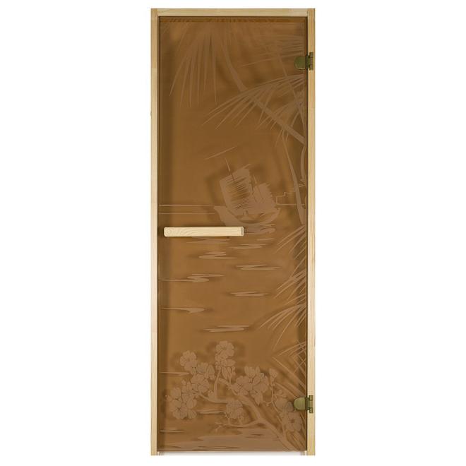 Дверь для бани стекло Экзотика 1900*700мм коробка+петли и ручка 