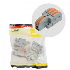 Клеммник зажим компактный Stekker 220-103 1 вход,3 выхода наборная 0,2-4мм2 /1уп=10шт/ 49791