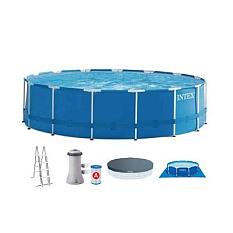 Бассейн Intex 457*122см V 16805л металл каркас с фильтр насосом, лест, тент, подстил 28242