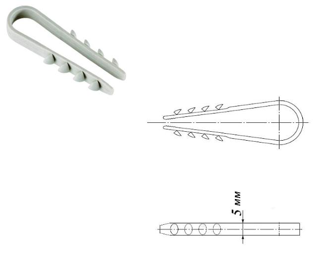 Дюбель-хомут  5-10 для крепления кабеля