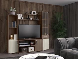 Стенка Сопрано 1700*1614*440 лдсп ясень шимо темн/ясень шимо светл