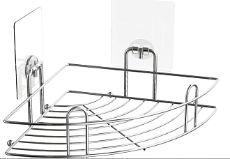 Полочка угловая одноярусная на силиконовом креплении KLE-LT001