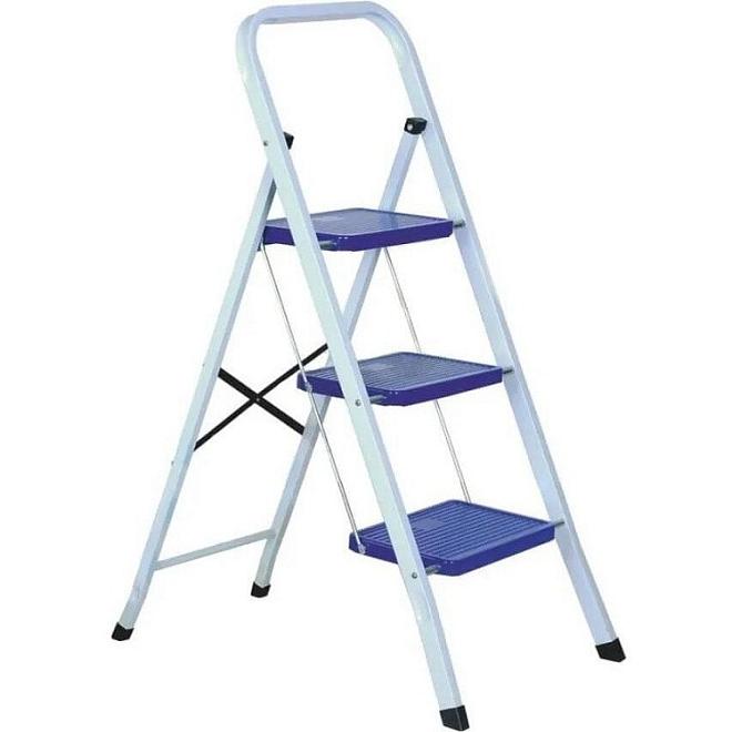 Стремянка стальная широкая 3 ступени противоскользящая МК803С 279см