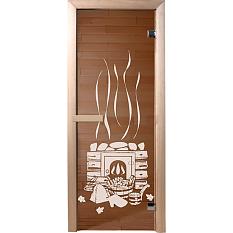 Дверь для бани стекло Банька 1900*700мм с коробкой левая