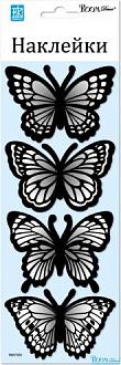 Наклейки для декора 7702 бабочки черные голограмма 