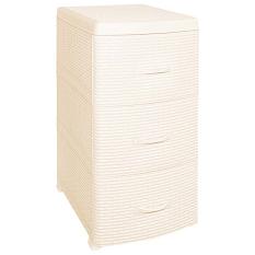 Комод пластик слоновая кость 3 секции Ротанг /035626/