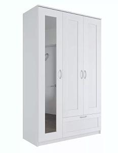 Шкаф Сириус 3-х створчатый комбинированный ш1171*г502*в1900 с зеркалом и ящиком белый /2.02.01.030.1/