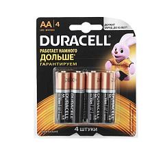 Батарейки алкалиновые LR6 AA пальчиковые (1уп-4шт) Duracell