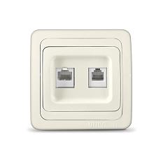 Валери слоновая кость розетка 1сп компьют + телефБ-В0135/10/