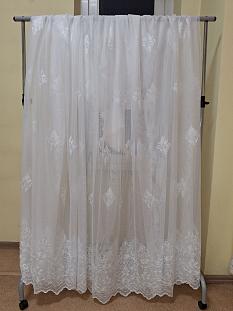 Тюль комплект 250*500 24394 сетка белая с вышивкой