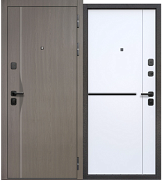 Дверной блок метал 9 Тайга Fusion-2 205*86 1,2мм правая эмалит белый/черный 2 замка РАСПРОДАЖА