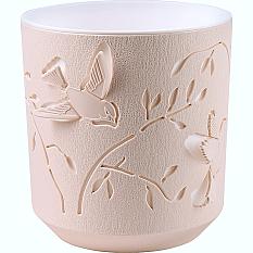 Кашпо пластик Колибри 1,25л d-140мм пудра/белый /КШ-4647/